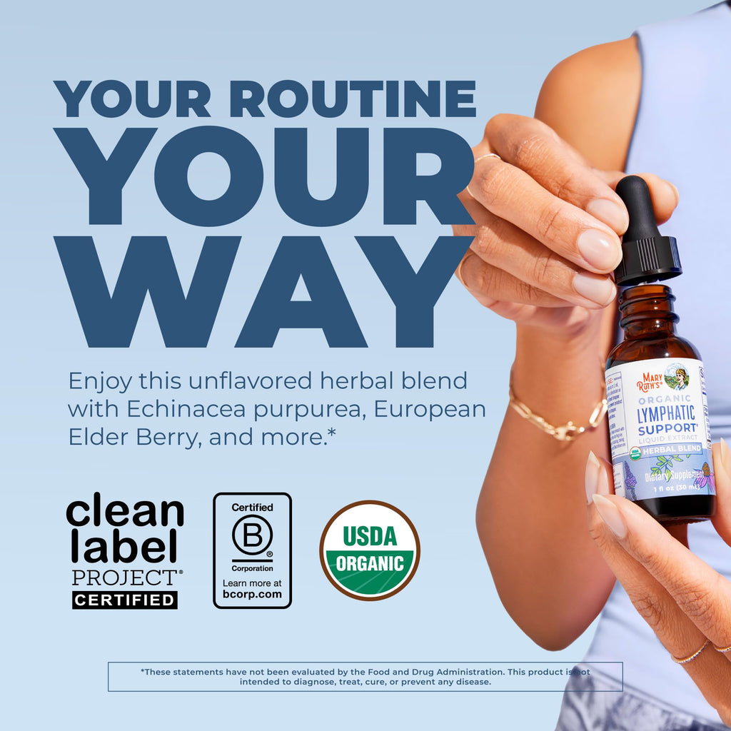 MARYRUTH'S Lymphatic Support Liquid Drops USDA Organic | Herbal Blend with Echinacea & Elderberry | Blue Vervain - FENGGESTORE20