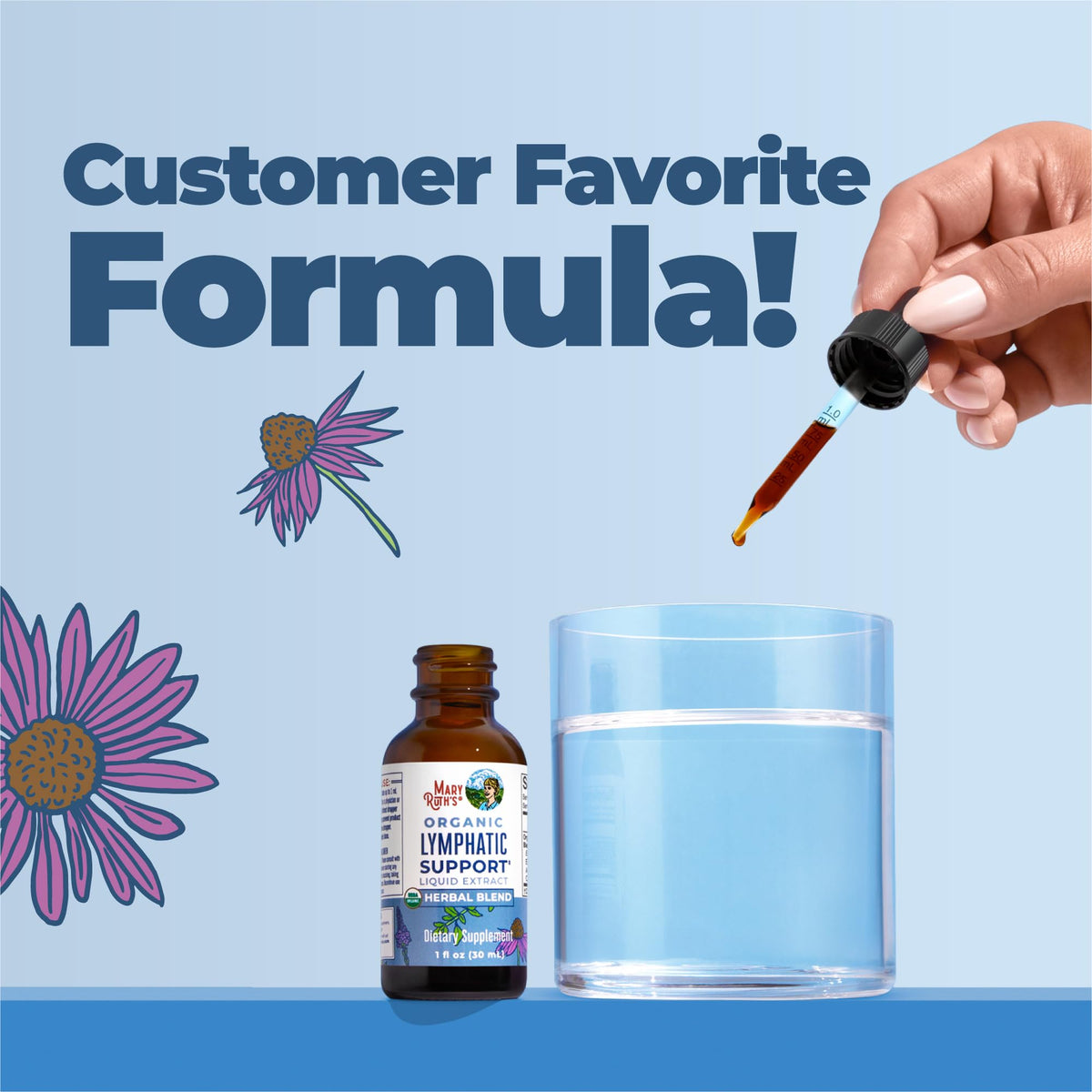 MARYRUTH'S Lymphatic Support Liquid Drops USDA Organic | Herbal Blend with Echinacea & Elderberry | Blue Vervain - FENGGESTORE20