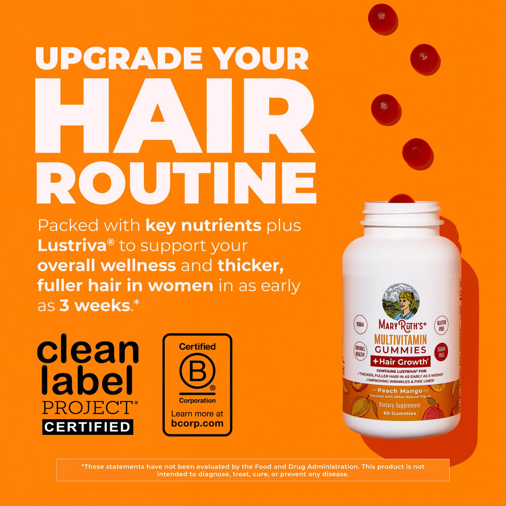 MaryRuth's Multivitamin + Hair Growth Gummies | with Lustriva® | Biotin 10000mcg | B Vitamins | Formulated for Thicker Hair, Wrinkles, Fine Line - FENGGESTORE20