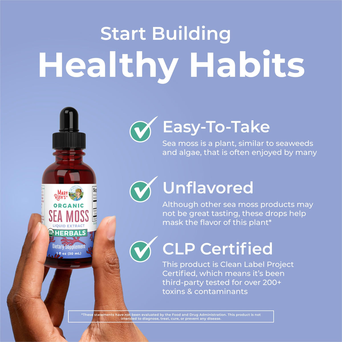 MARYRUTH'S Organic Irish Sea Moss Liquid Drops | Chondrus Crispus | Wild Harvested | Organic Irish Moss Formulated for Adults & Kids Ages 14+ | Unflavored - FENGGESTORE20