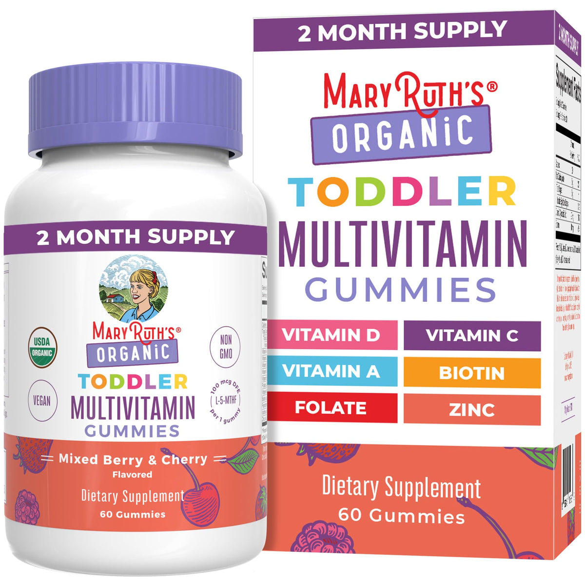 MARYRUTH'S Organic Toddler Multivitamin Gummies | Ages 4+ | Vitamin A, C, D, E, B6, B12, Biotin, Iodine, Zinc | Immunity | Bone & Teeth Health - FENGGESTORE20