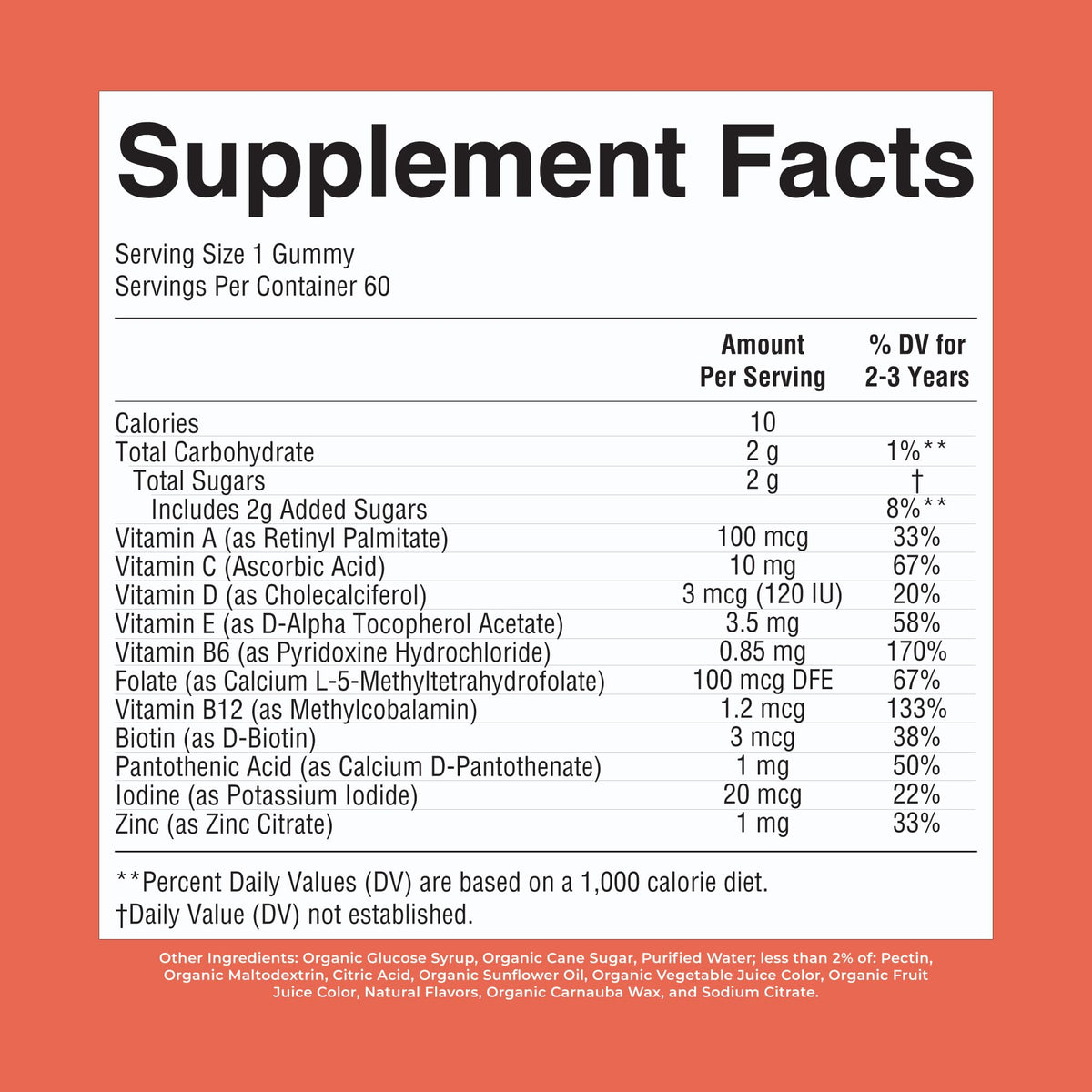 MARYRUTH'S Organic Toddler Multivitamin Gummies | Ages 4+ | Vitamin A, C, D, E, B6, B12, Biotin, Iodine, Zinc | Immunity | Bone & Teeth Health - FENGGESTORE20