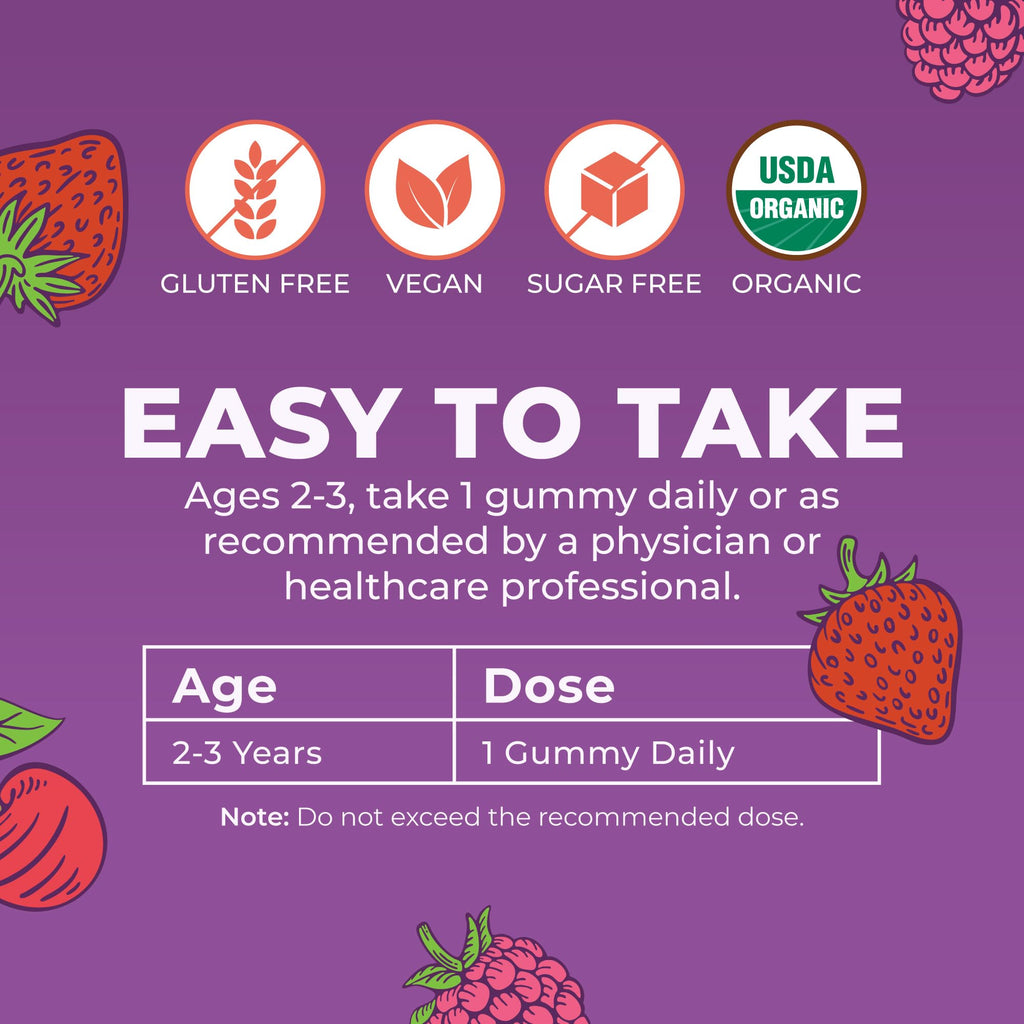 MARYRUTH'S Organic Toddler Multivitamin Gummies | Ages 4+ | Vitamin A, C, D, E, B6, B12, Biotin, Iodine, Zinc | Immunity | Bone & Teeth Health - FENGGESTORE20