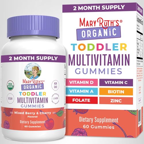 MARYRUTH'S Organic Toddler Multivitamin Gummies | Ages 4+ | Vitamin A, C, D, E, B6, B12, Biotin, Iodine, Zinc | Immunity | Bone & Teeth Health - FENGGESTORE20