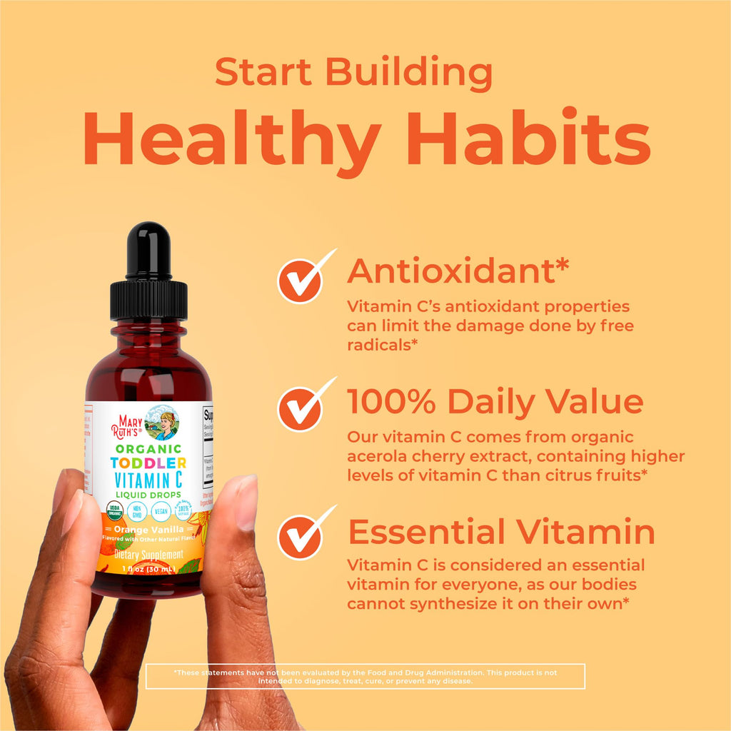 MARYRUTH'S Organic Toddler Vitamin C Drops for Immunity | Ages 1-3 Years | 15 mg Per Serving | Vitamin C for Immune Support & Overall Health | Vegan | Sugar Free - FENGGESTORE20