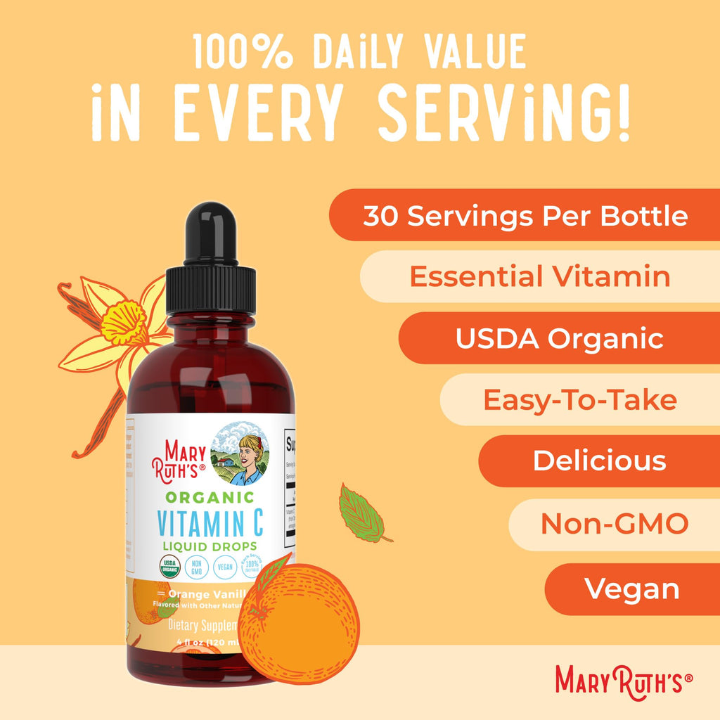 MARYRUTH'S Organic Vitamin C Supplement | Liquid Vitamin C Liquid Drops for Adults & Kids | Immune Support Supplement for Overall Health - FENGGESTORE20