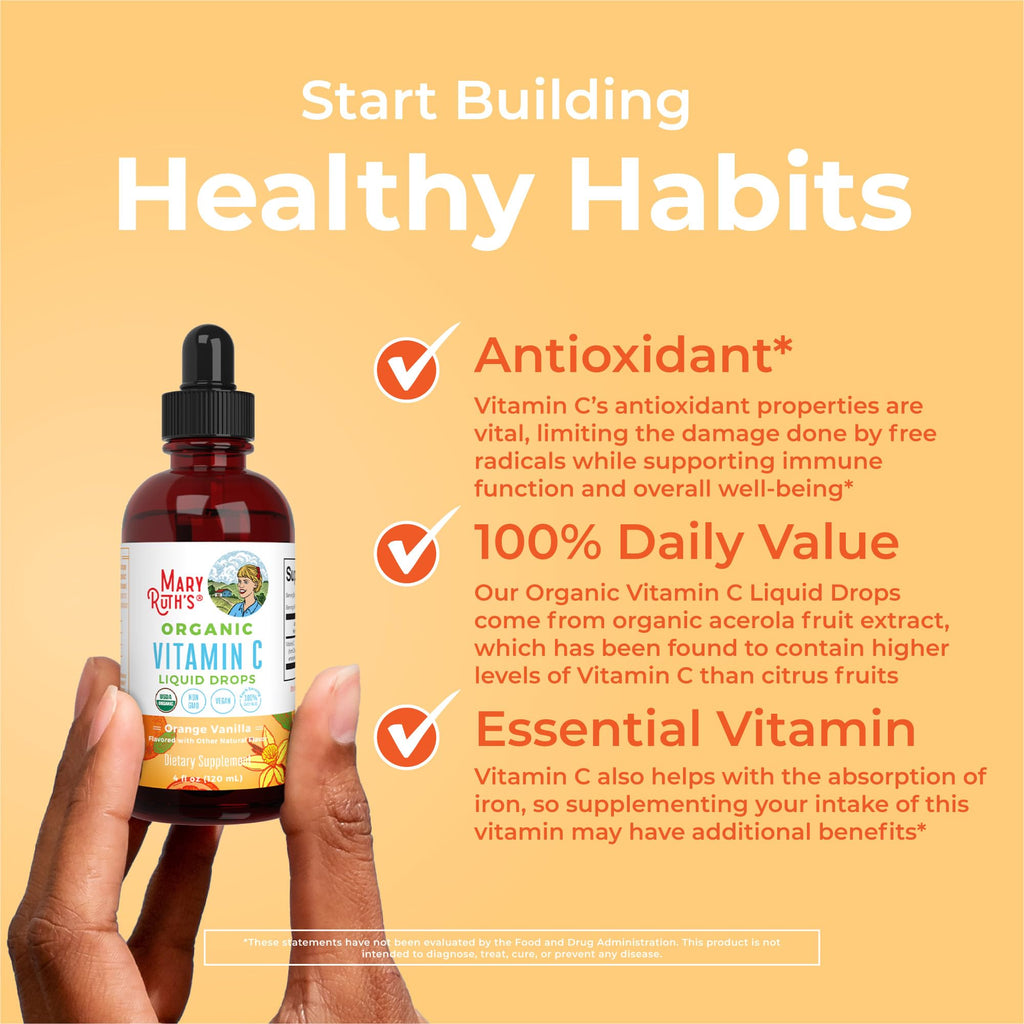 MARYRUTH'S Organic Vitamin C Supplement | Liquid Vitamin C Liquid Drops for Adults & Kids | Immune Support Supplement for Overall Health - FENGGESTORE20