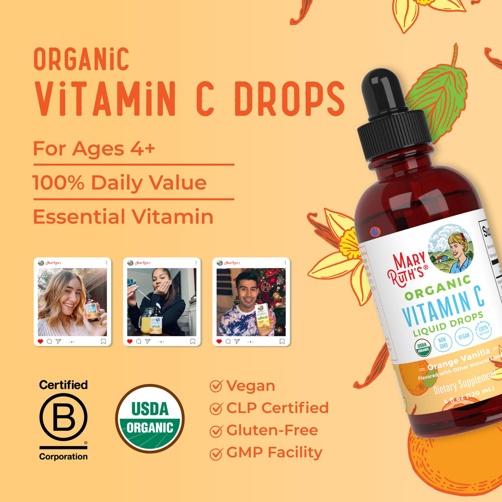 MARYRUTH'S Organic Vitamin C Supplement | Liquid Vitamin C Liquid Drops for Adults & Kids | Immune Support Supplement for Overall Health - FENGGESTORE20