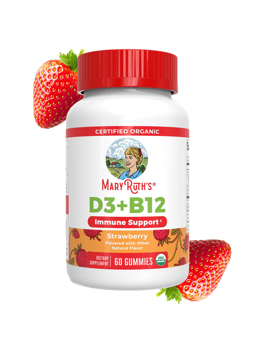 MARYRUTH'S Organic Vitamin D3 + B12 Gummies for Ages 4+ | Bone Health | Immune Support | Energy Metabolism | Cognitive Function | Vegan | Non-GMO - FENGGESTORE20