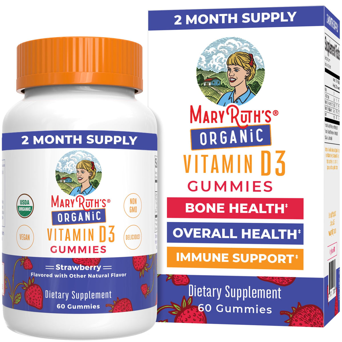 MARYRUTH'S Organic Vitamin D3 Gummies | 1000 IU | USDA Organic | Immune Support| Bone Health | Muscle Function | for Adults & Kids Ages 2+ - FENGGESTORE20
