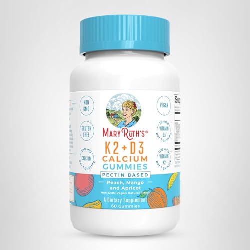 MARYRUTH'S Organics Calcium with Vitamin D & Vitamin K2, 2 Month Supply, Calcium Supplement Supports Bone Health & Joint Support, with Vitamins D3 K2 Gummies - FENGGESTORE20