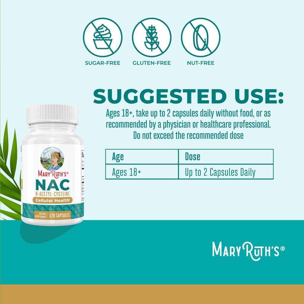 MARYRUTH'S Organics NAC Supplement N-Acetyl Cysteine | 2 Month Supply | NAC 1000mg per Serving | Vegan Capsules | Gluthamine Precursor | Amino Acid - FENGGESTORE20