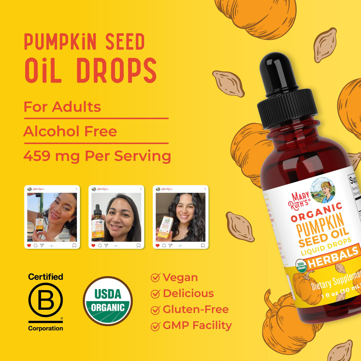 MARYRUTH'S Organics Pumpkin Seed Oil Cold Pressed | 2 Month Supply | USDA Organic Pumpkin Seed Liquid Drops for Men and Women | Urinary Health in Men - FENGGESTORE20
