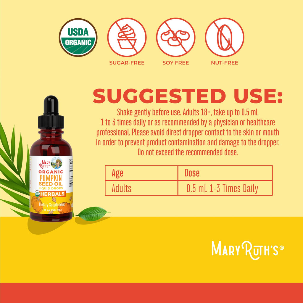 MARYRUTH'S Organics Pumpkin Seed Oil Cold Pressed | 2 Month Supply | USDA Organic Pumpkin Seed Liquid Drops for Men and Women | Urinary Health in Men - FENGGESTORE20