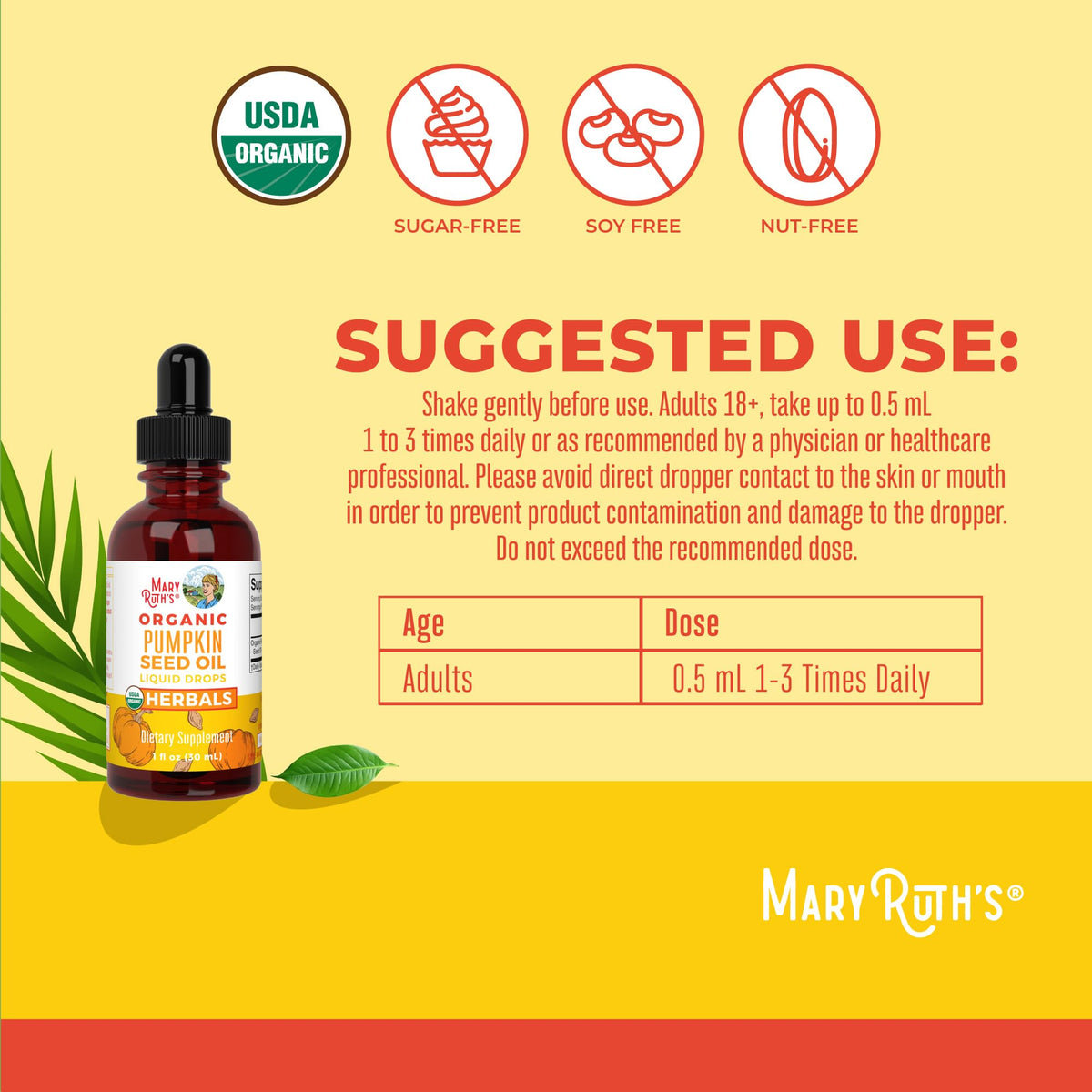 MARYRUTH'S Organics Pumpkin Seed Oil Cold Pressed | 2 Month Supply | USDA Organic Pumpkin Seed Liquid Drops for Men and Women | Urinary Health in Men - FENGGESTORE20