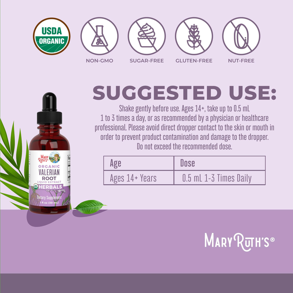 MARYRUTH'S Organics Valerian Root Liquid Drops | 2 Month Supply | Sugar Free | USDA Organic Valerian Root Drops | Support Sleep | Calm and Stress Relief - FENGGESTORE20