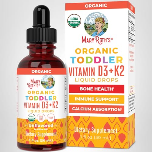 MARYRUTH'S Organics Vitamin D3 | Vitamin K2 | Vitamin D3 K2 Drops | K2 D3 Vitamin Liquid Supplement for Toddlers | Kids Supplement for Calcium Absorption - FENGGESTORE20