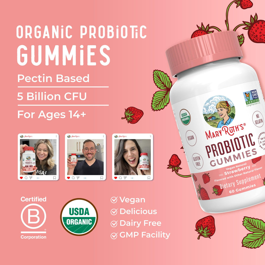 MARYRUTH'S USDA Organic Probiotic Gummies Probiotic Digestive Support | Immune Support | Digestive & Gut Health Supplement | 5 Billion CFU - FENGGESTORE20