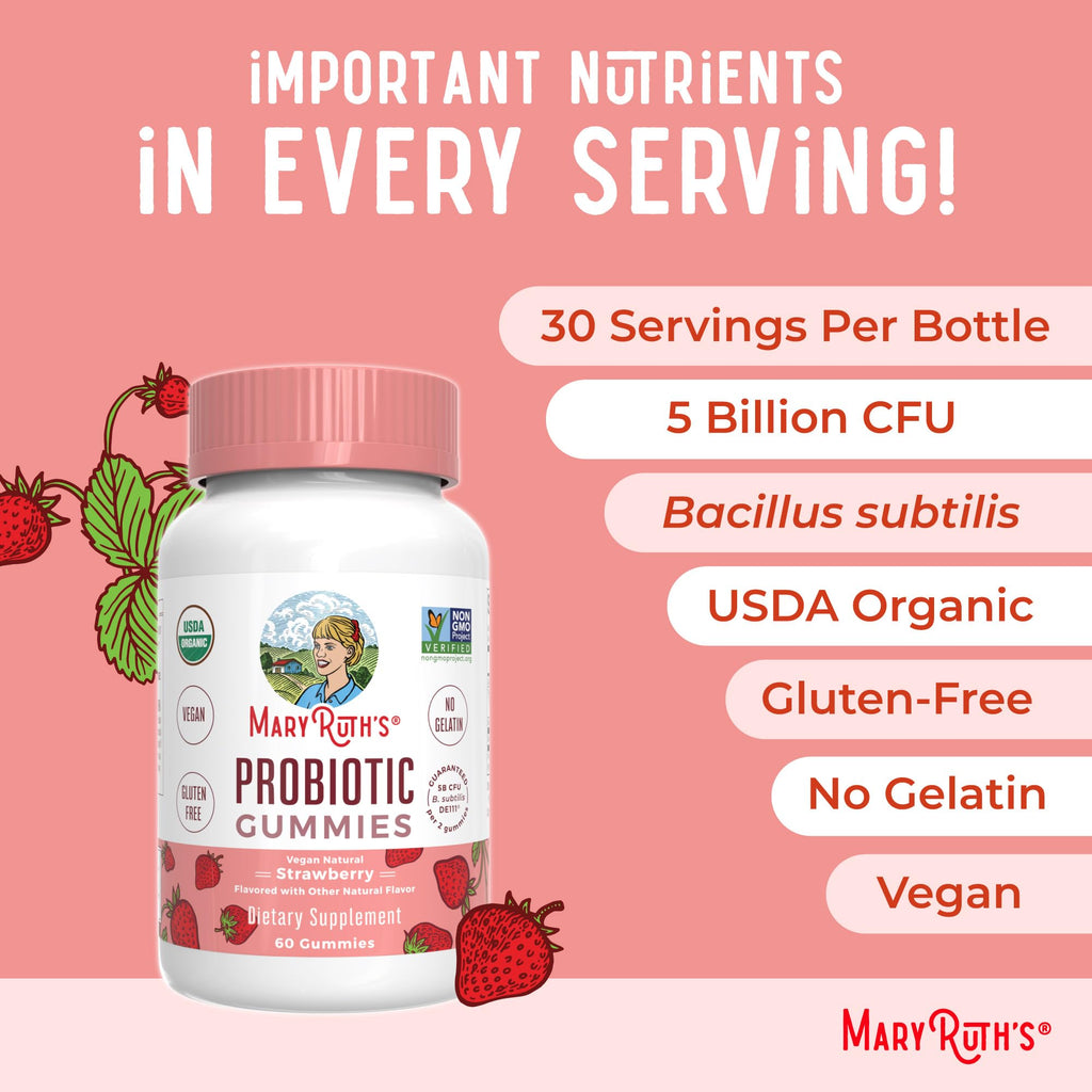 MARYRUTH'S USDA Organic Probiotic Gummies Probiotic Digestive Support | Immune Support | Digestive & Gut Health Supplement | 5 Billion CFU - FENGGESTORE20