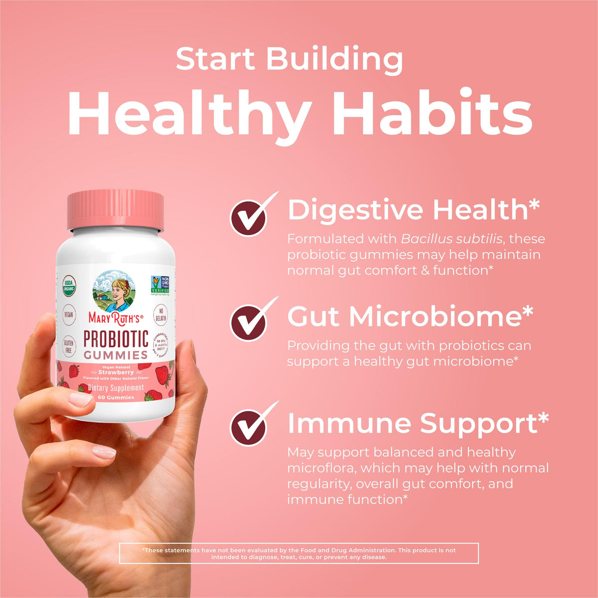 MARYRUTH'S USDA Organic Probiotic Gummies Probiotic Digestive Support | Immune Support | Digestive & Gut Health Supplement | 5 Billion CFU - FENGGESTORE20