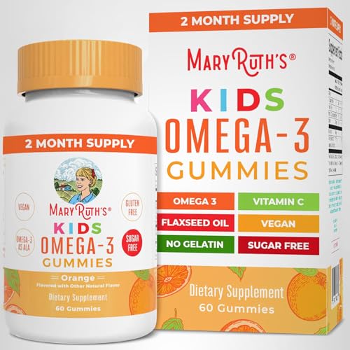 MARYRUTH'S Vegan Omega 3 Gummies for Kids 2+, 2 Month Supply, Sugar Free, Omega 3 Supplement with Vitamin C, Flaxseed Oil, Immune Support - FENGGESTORE20