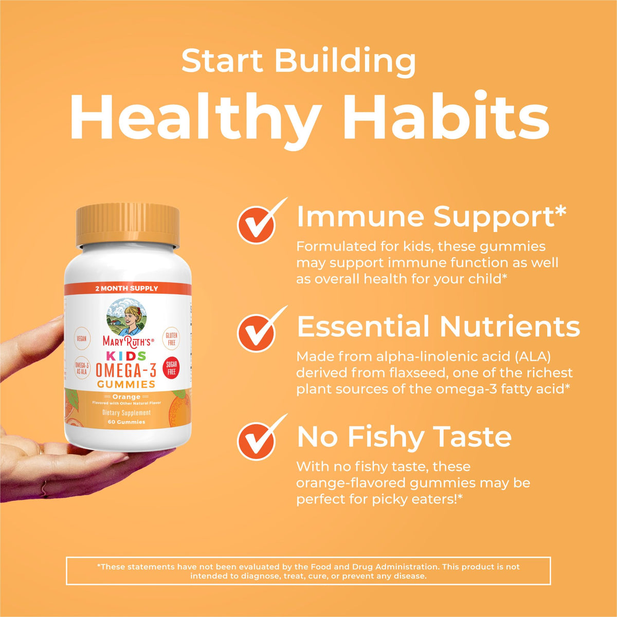MARYRUTH'S Vegan Omega 3 Gummies for Kids 2+, 2 Month Supply, Sugar Free, Omega 3 Supplement with Vitamin C, Flaxseed Oil, Immune Support - FENGGESTORE20