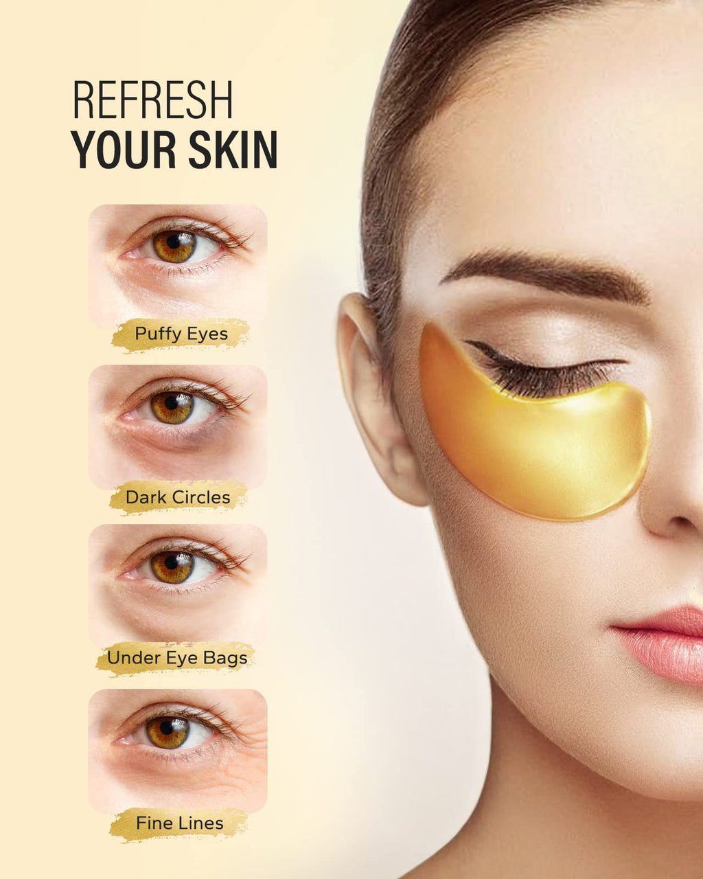 Maskiss 24k Gold Under Eye Patches (25 Pairs), eye mask, Collagen Skin Care Products - FENGGESTORE20