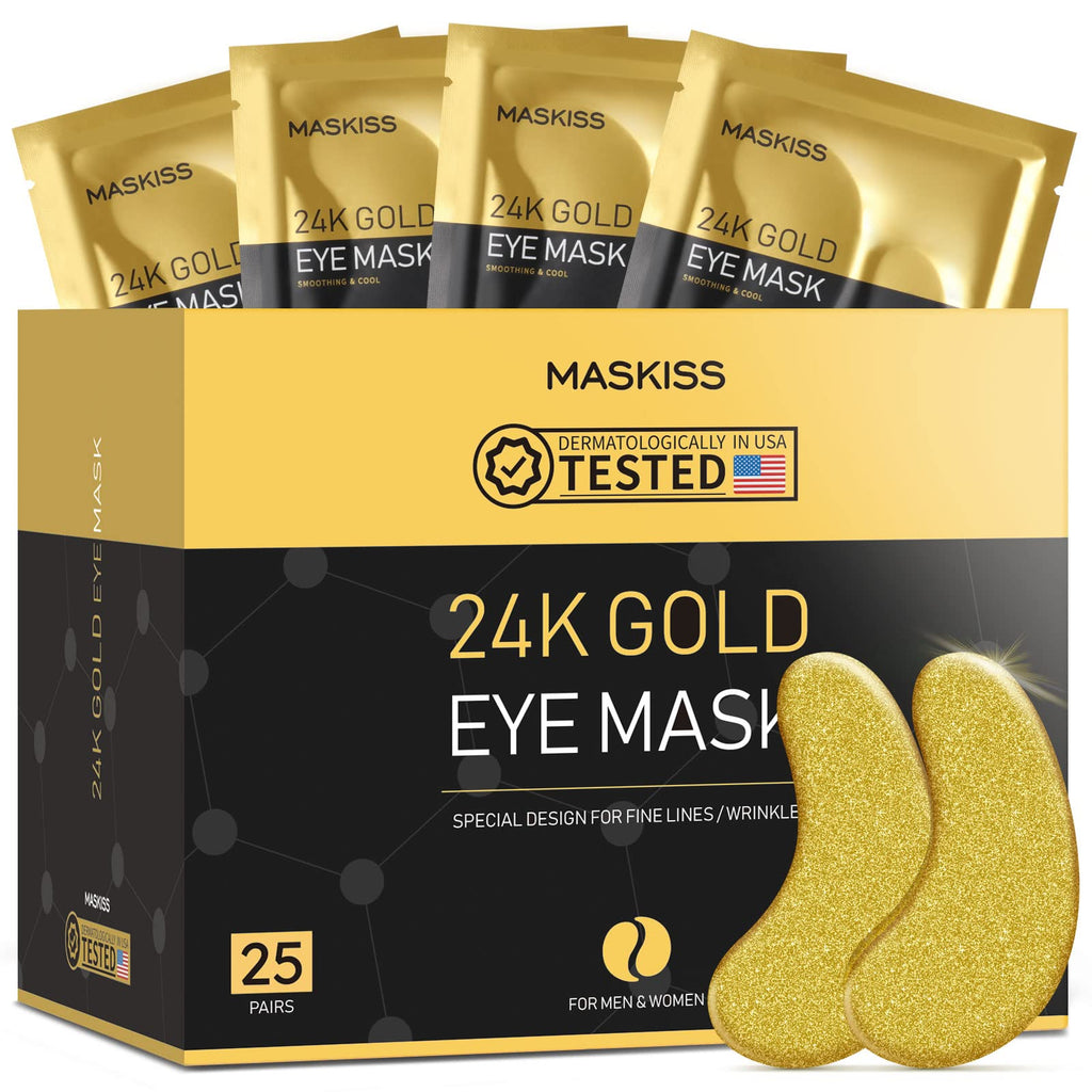 Maskiss 24k Gold Under Eye Patches (25 Pairs), eye mask, Collagen Skin Care Products - FENGGESTORE20