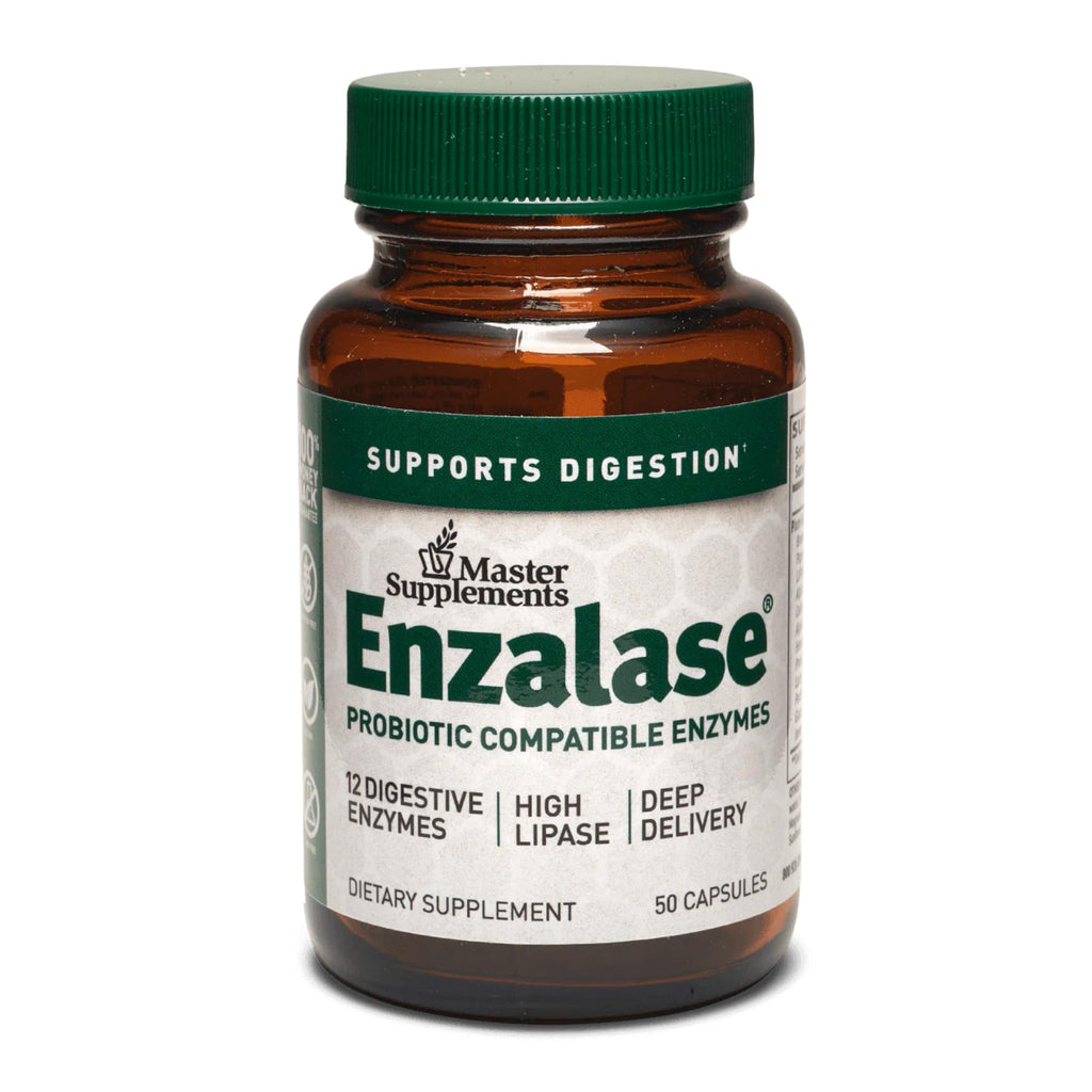 Master Supplements Enzalase - 50 Capsules - Probiotic Compatible Enzymes - Provides Digestive Boost + Gas & Bloating Relief - Gluten Free - 50 Servings - FENGGESTORE20
