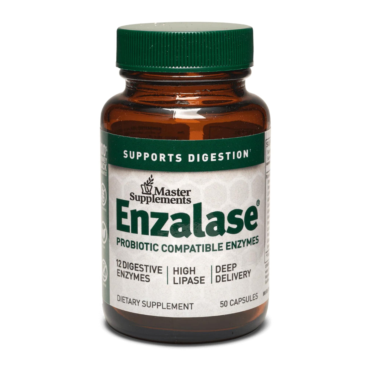 Master Supplements Enzalase - 50 Capsules - Probiotic Compatible Enzymes - Provides Digestive Boost + Gas & Bloating Relief - Gluten Free - 50 Servings - FENGGESTORE20