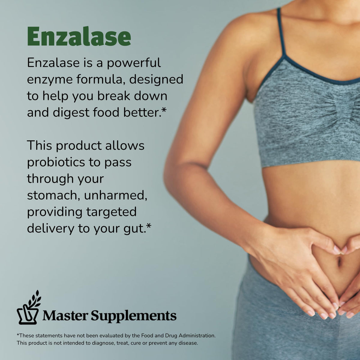 Master Supplements Enzalase - 50 Capsules - Probiotic Compatible Enzymes - Provides Digestive Boost + Gas & Bloating Relief - Gluten Free - 50 Servings - FENGGESTORE20