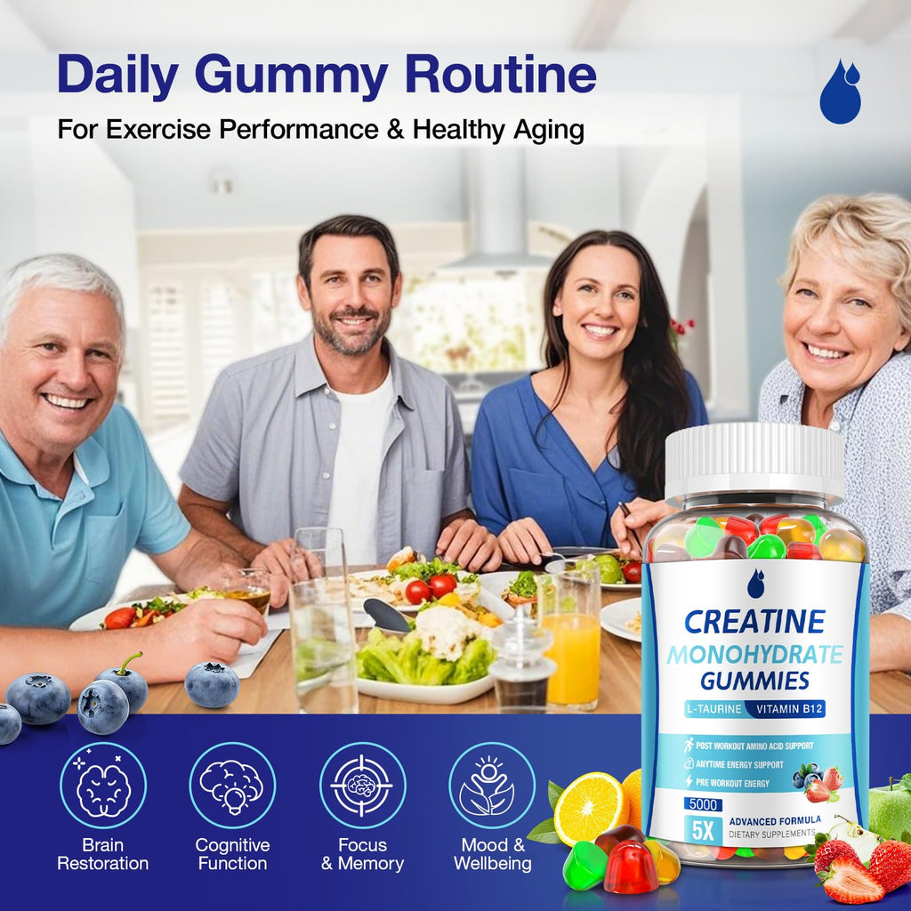 MaxHemp Creatine Gummies for Men & Women - Creatine Monohydrate Gummies 5g, Muscle Builder, Energy Boost & Pre-Workout Supplement, - FENGGESTORE20