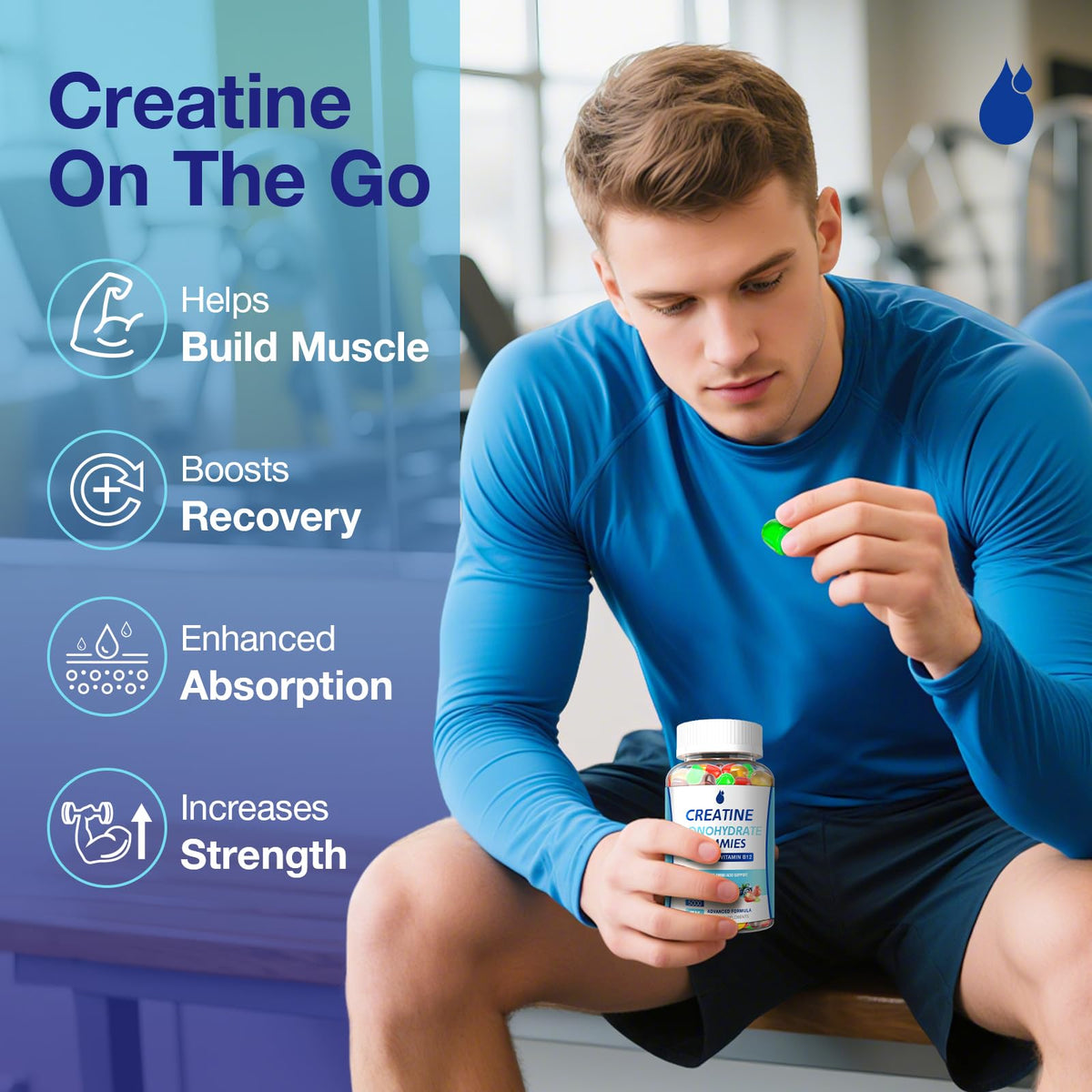 MaxHemp Creatine Gummies for Men & Women - Creatine Monohydrate Gummies 5g, Muscle Builder, Energy Boost & Pre-Workout Supplement, - FENGGESTORE20