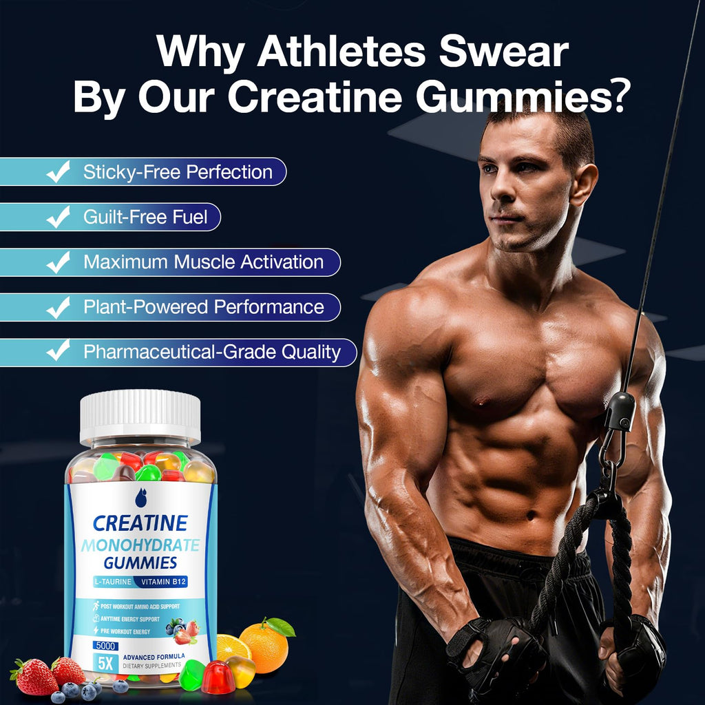 MaxHemp Creatine Gummies for Men & Women - Creatine Monohydrate Gummies 5g, Muscle Builder, Energy Boost & Pre-Workout Supplement, - FENGGESTORE20