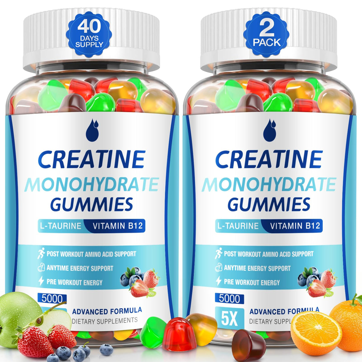 MaxHemp Creatine Gummies for Men & Women - Creatine Monohydrate Gummies 5g, Muscle Builder, Energy Boost & Pre-Workout Supplement, - FENGGESTORE20