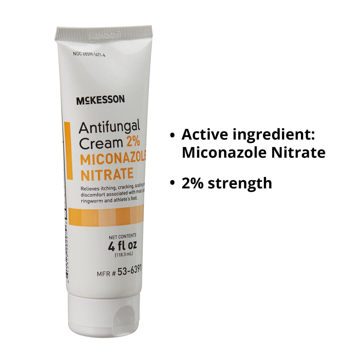 McKesson Antifungal Cream, 2% Miconazole Nitrate - Relieves Itching, Burning, Cracking from Jock Itch, Ringworm and Athlete Foot - 4 oz., 1 Count - FENGGESTORE20