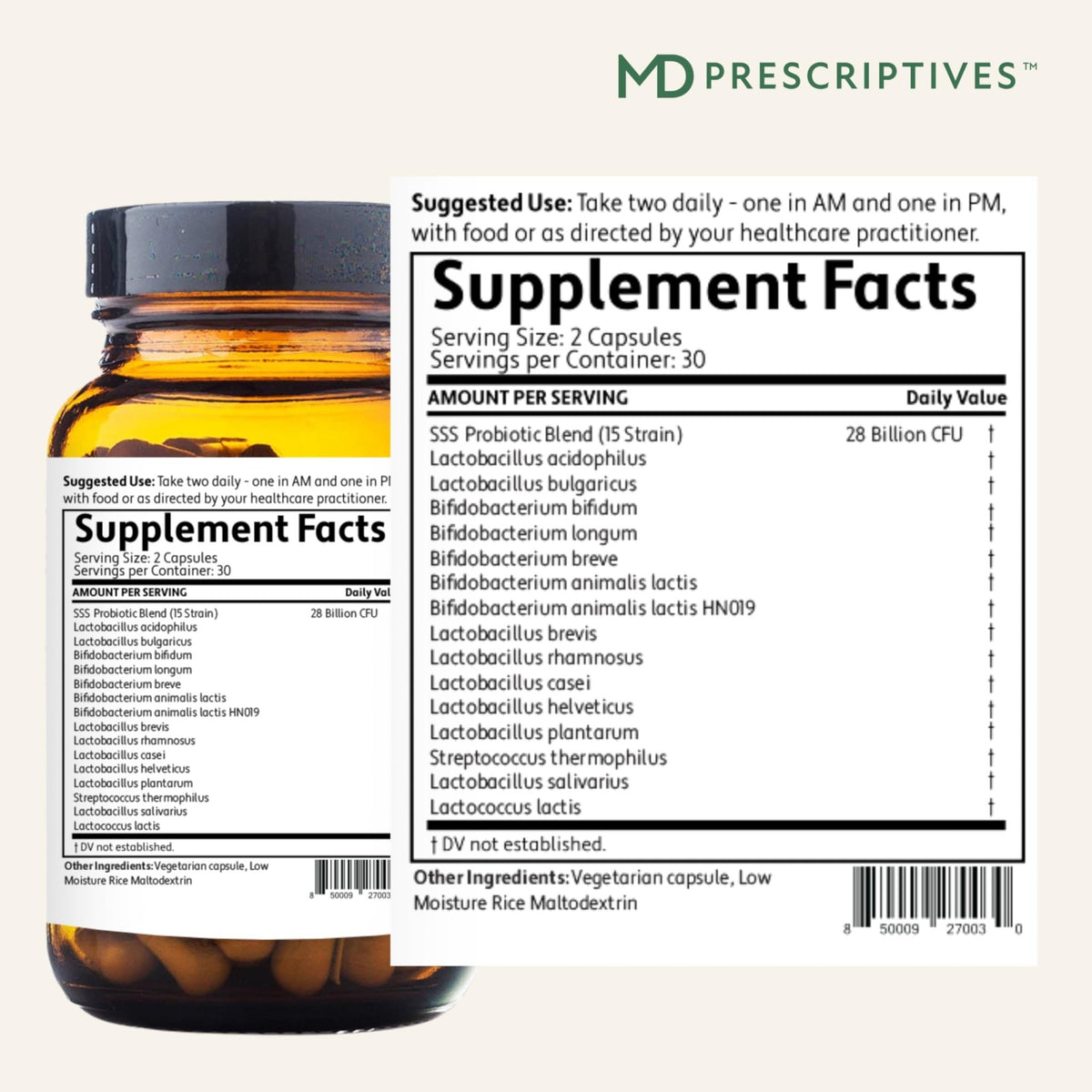 MD Prescriptives - PureBiotic - Probiotic Dietary Supplement for Digestive & Gut Health - 60 Capsules - FENGGESTORE20