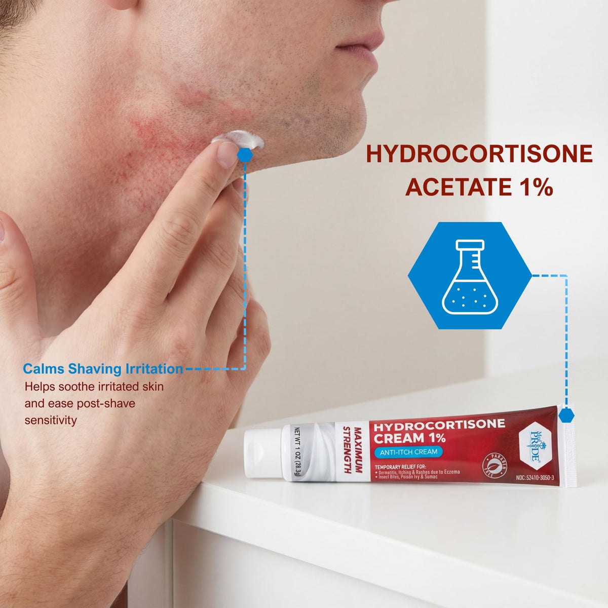 MED Pride Hydro Cortisone (Hydrocortisone) Cream 1% OTC Bulk Pack of 4 X 1 Oz Anti-Itch Ointment for Rash, Eczema, Bug Bites - FENGGESTORE20