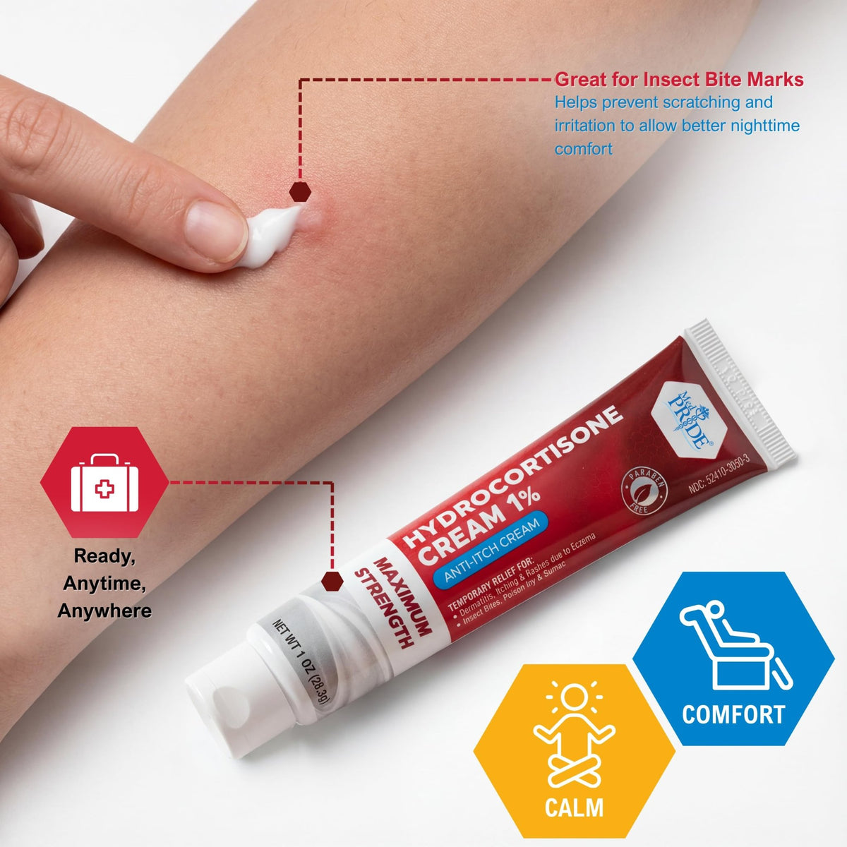 MED Pride Hydro Cortisone (Hydrocortisone) Cream 1% OTC Bulk Pack of 4 X 1 Oz Anti-Itch Ointment for Rash, Eczema, Bug Bites - FENGGESTORE20