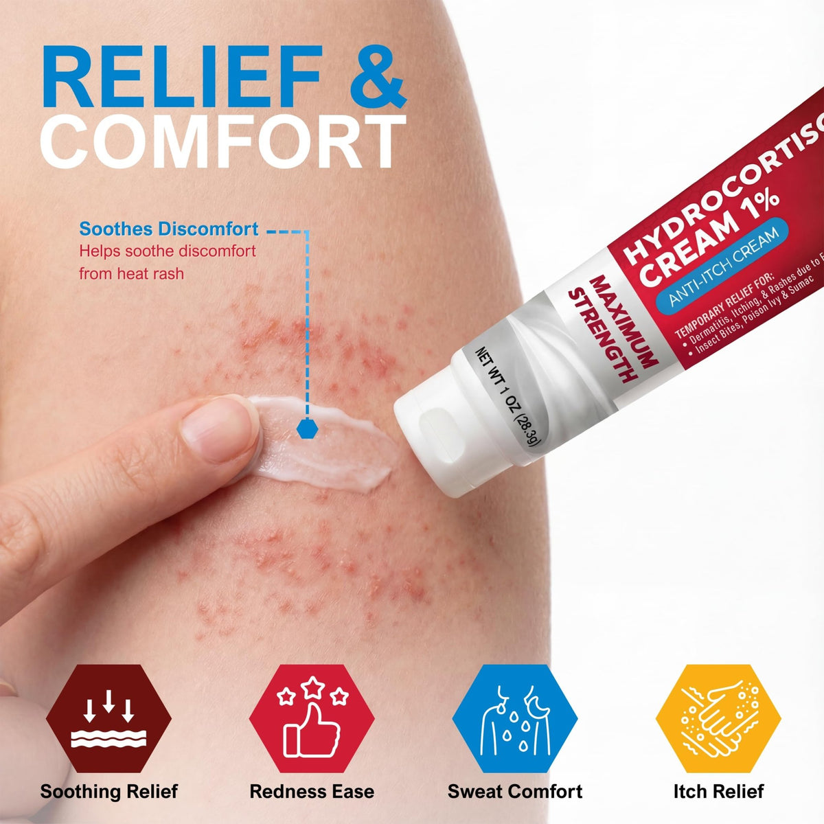 MED Pride Hydro Cortisone (Hydrocortisone) Cream 1% OTC Bulk Pack of 4 X 1 Oz Anti-Itch Ointment for Rash, Eczema, Bug Bites - FENGGESTORE20