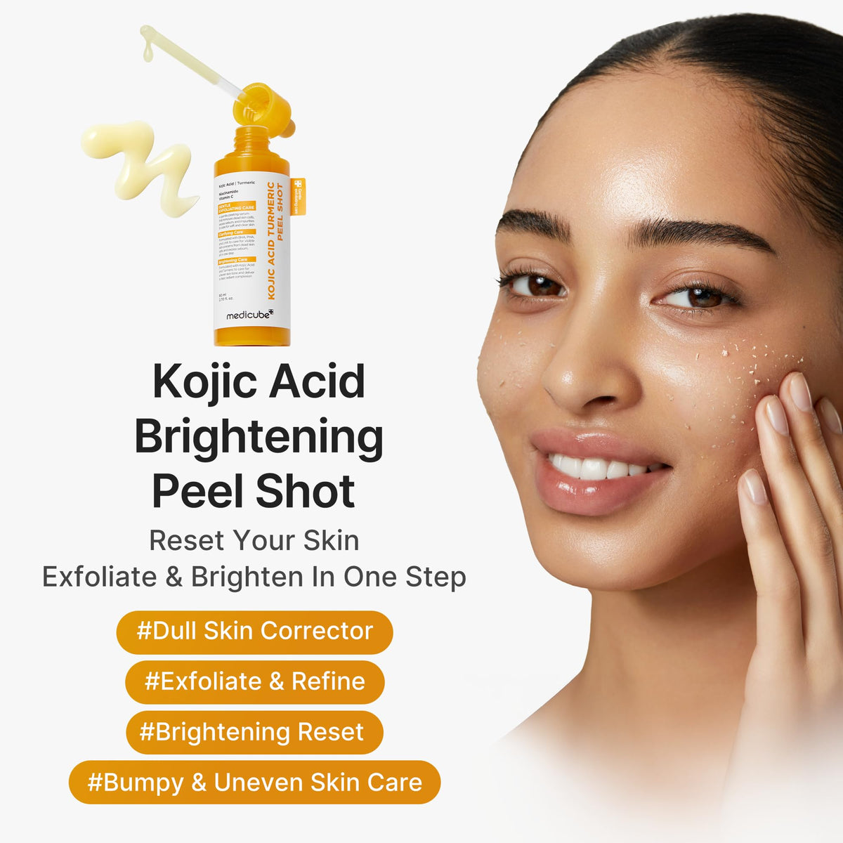 medicube Body Peel Shot with Kojic Acid and Turmeric | Gentle Body Brightening & Exfoliating Serum with BHA, LHA & PHA for Dead Skin Cells - FENGGESTORE20