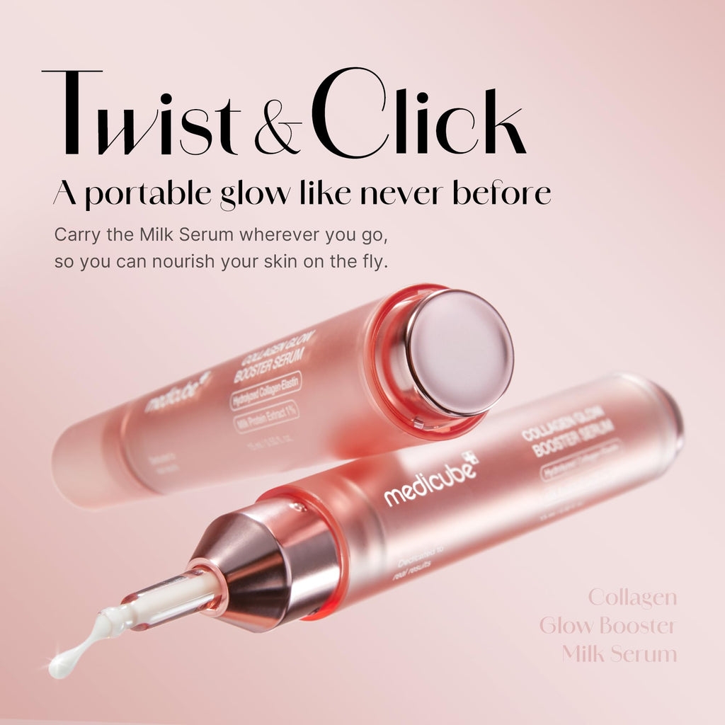 Medicube Collagen Glow Booster Milk Serum - Twist & Click - Radiance & Hydration with Niacinamide, Milk Protein Extract, Hydrolyzed Collagen - FENGGESTORE20