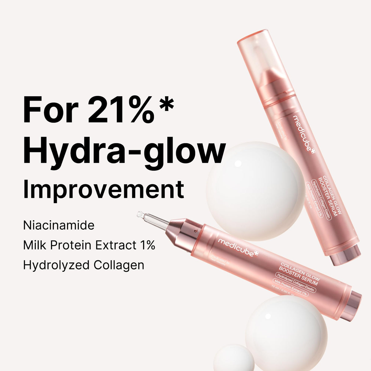 Medicube Collagen Glow Booster Milk Serum - Twist & Click - Radiance & Hydration with Niacinamide, Milk Protein Extract, Hydrolyzed Collagen - FENGGESTORE20
