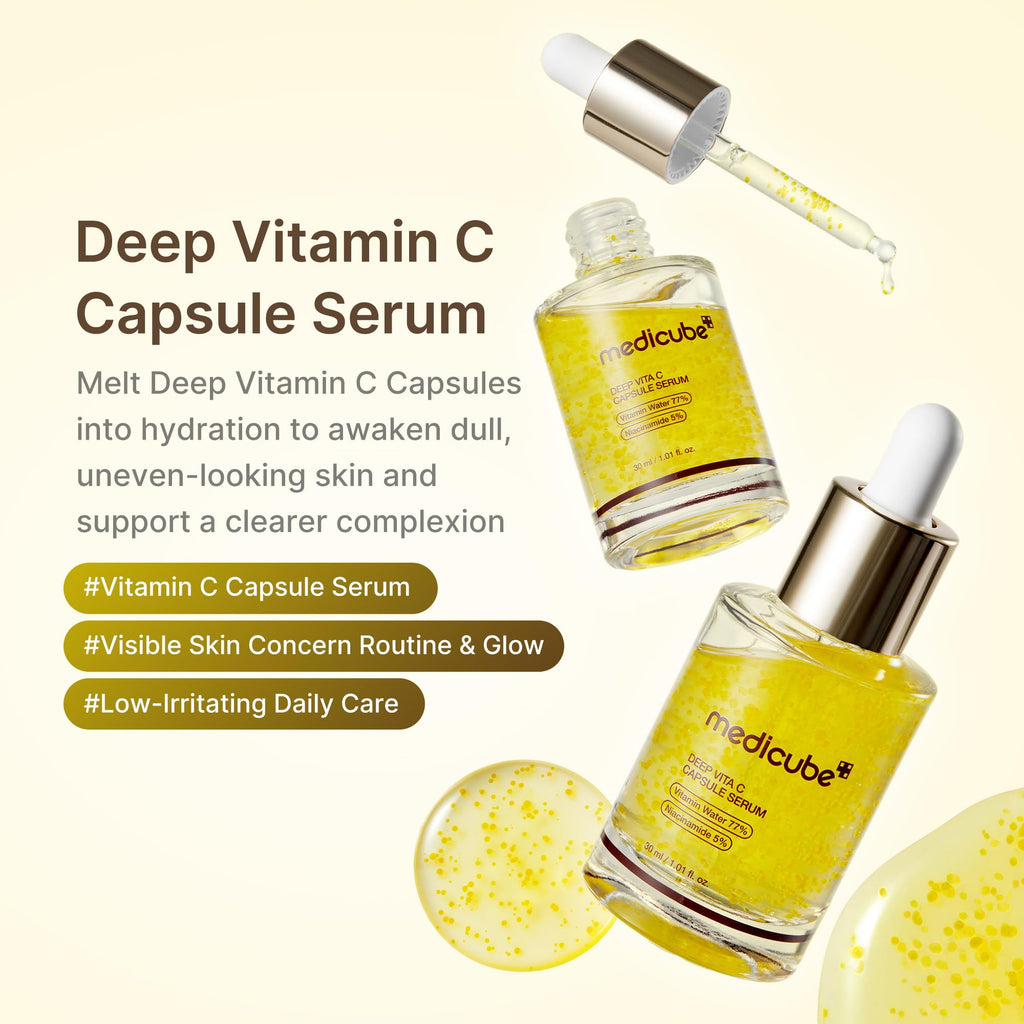 medicube Deep Vitamin C Capsule Serum | Hydrating Vitamin C Serum for Dull & Uneven-Looking Skin with Visible Concerns - FENGGESTORE20