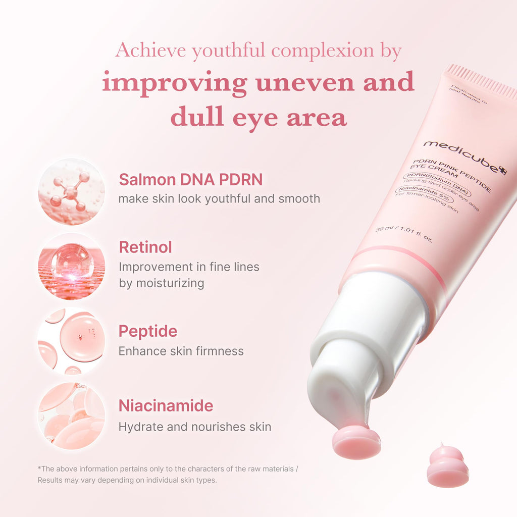 medicube Eye Serum with Salmon DNA PDRN & Pink Peptides | 99% Purity Retinol for Fine Lines - FENGGESTORE20