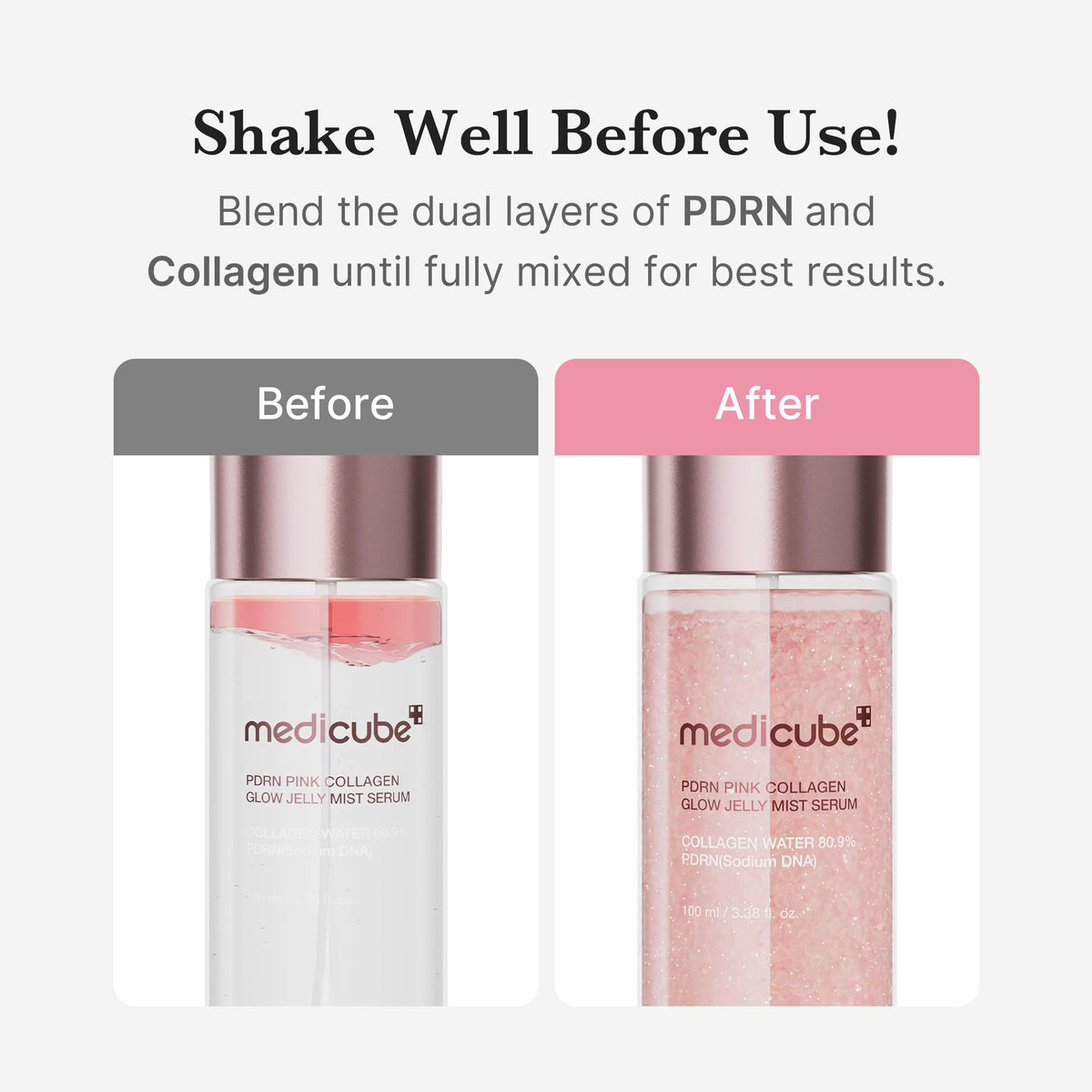 medicube Jelly Mist Serum with Pink PDRN Collagen | Dual-Texture Glow Spray with Niacinamide, Glutathione, Ceramide, Hyaluronic Acid - FENGGESTORE20