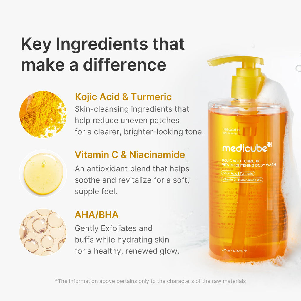 medicube Kojic Acid Turmeric Brightening Body Wash | Gentle Shower Gel for Uneven Skin - FENGGESTORE20