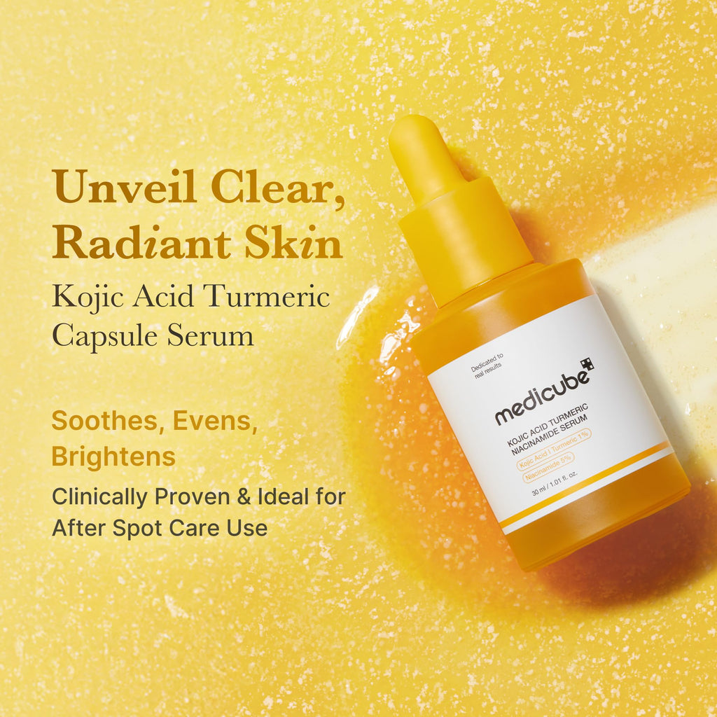 medicube Kojic Acid Turmeric Clarifying & Balancing Capsule Serum for Troubled Skin | Soothing & Brightening Facial Serum - FENGGESTORE20