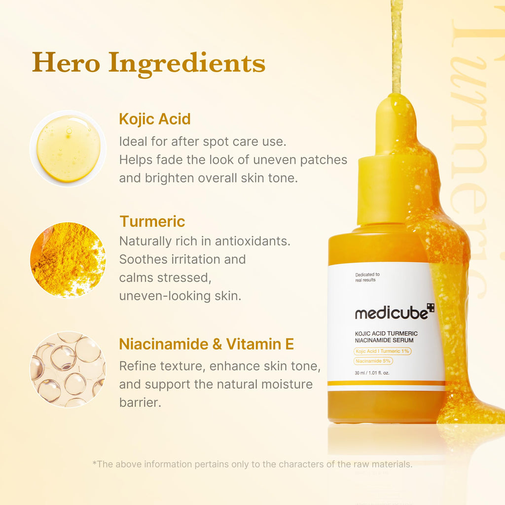 medicube Kojic Acid Turmeric Clarifying & Balancing Capsule Serum for Troubled Skin | Soothing & Brightening Facial Serum - FENGGESTORE20
