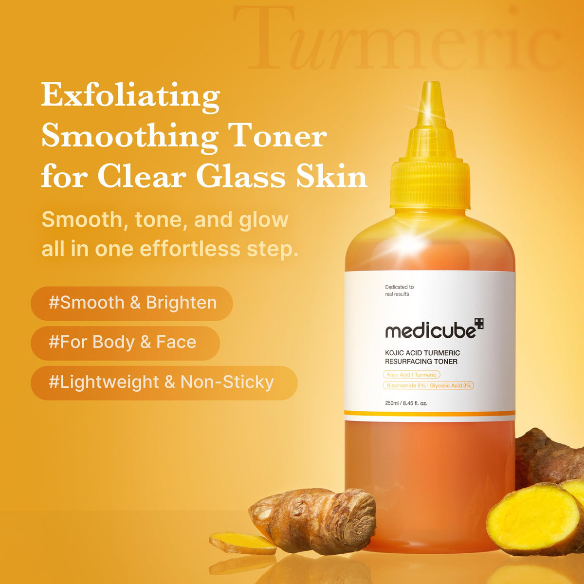 medicube Kojic Acid Turmeric Smoothing Toner for Face & Body | Lightweight Toner for Balancing Uneven Skin Tone & Texture - FENGGESTORE20